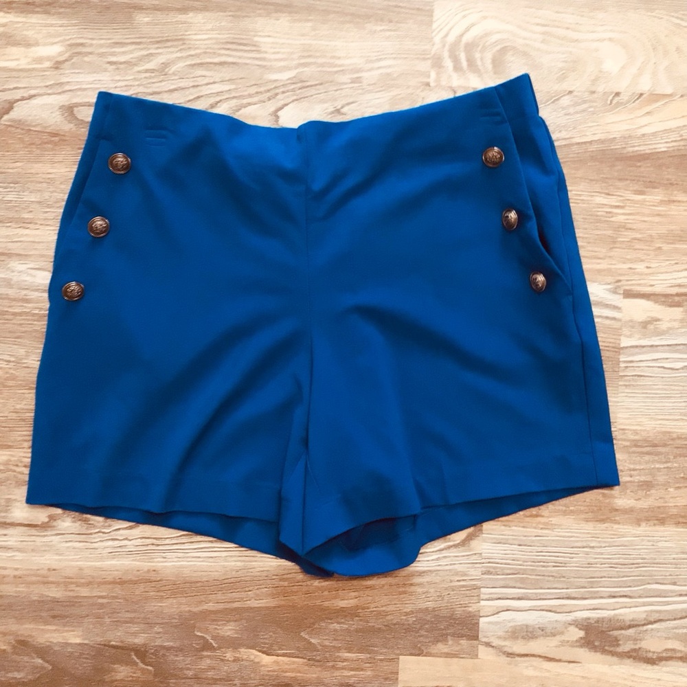 Nicole Miller NY Royal Blue Pull On Sailor Style Shorts Medium